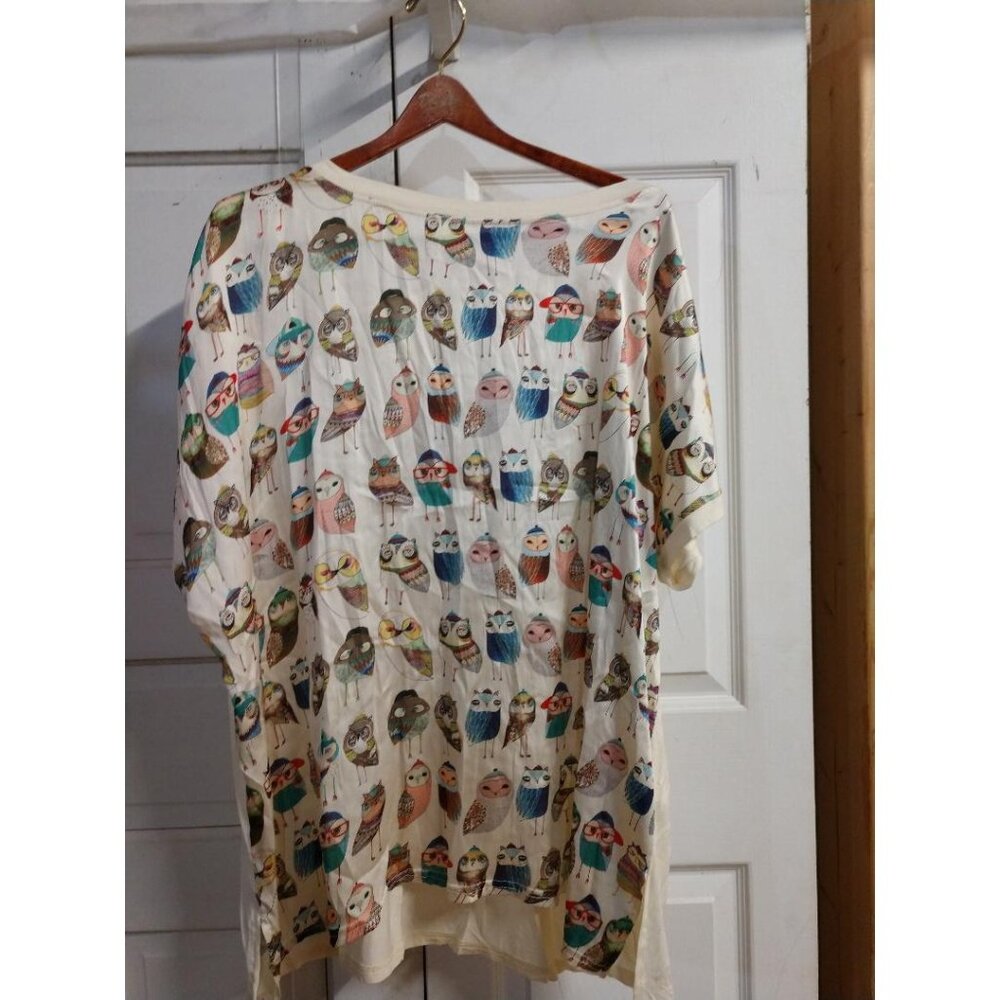 Easel Los Angeles Owl Print Oversized Top M